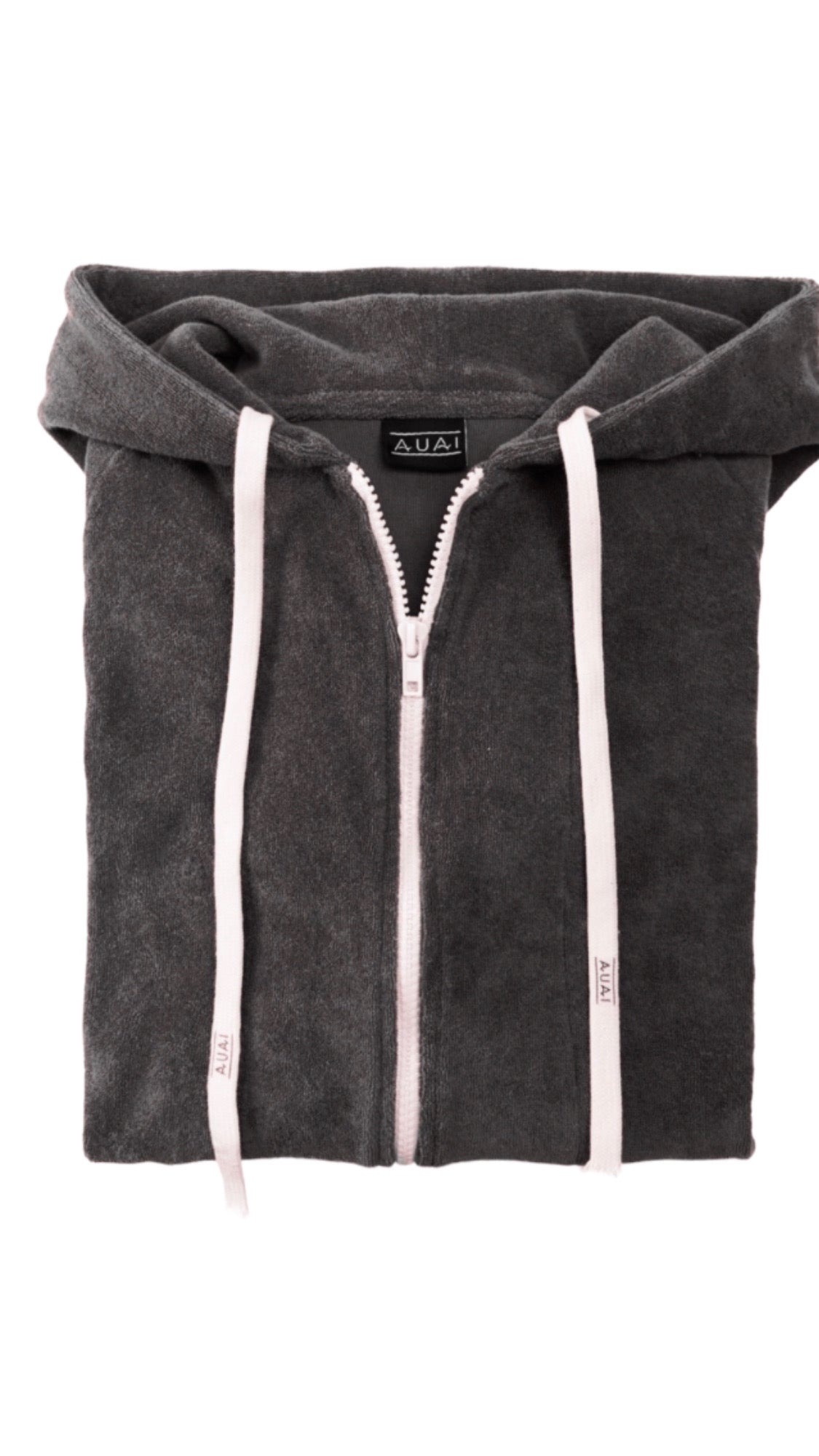 Felpa in Spugna con Cappuccio e Zip Antracite