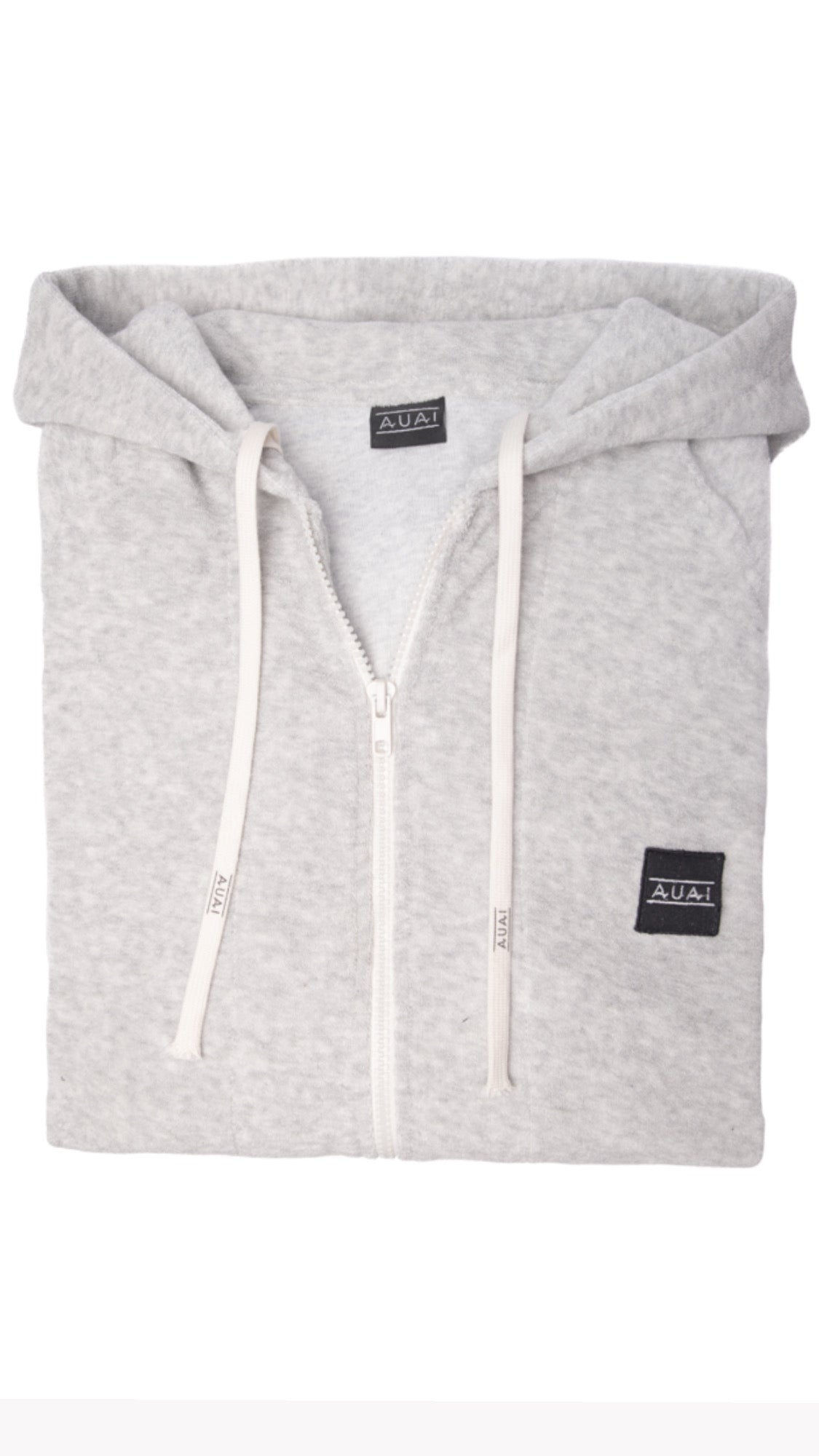 Felpa in Spugna con Cappuccio e Zip Grigio
