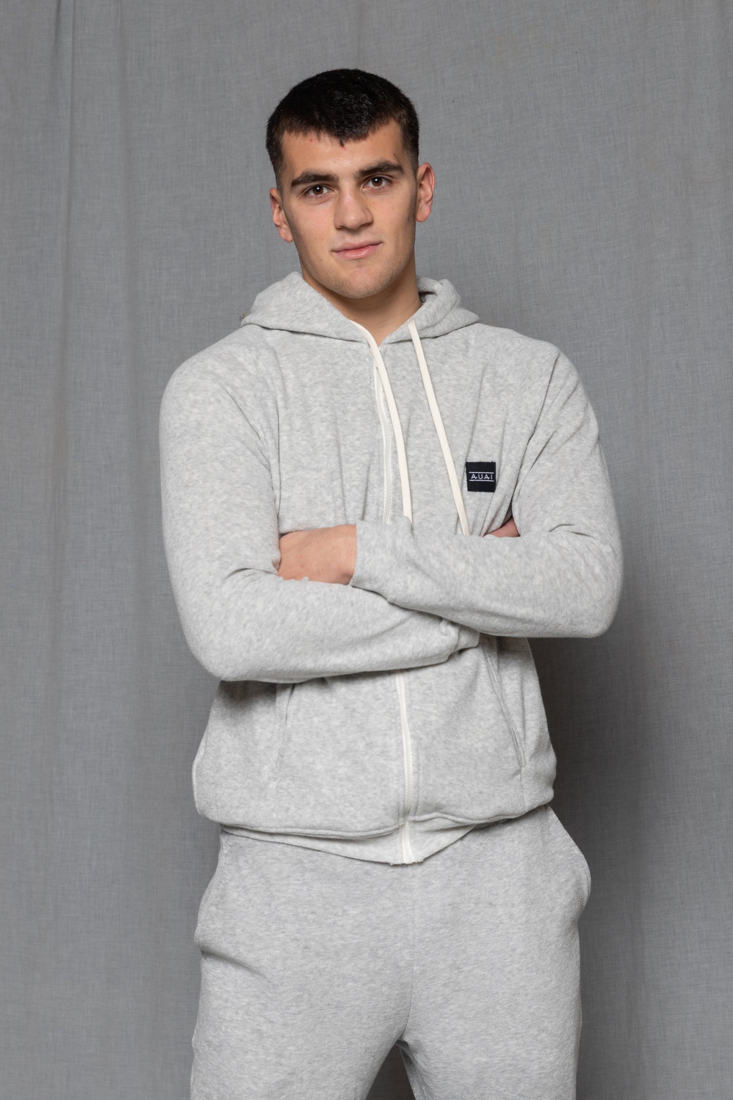 Felpa in Spugna con Cappuccio e Zip