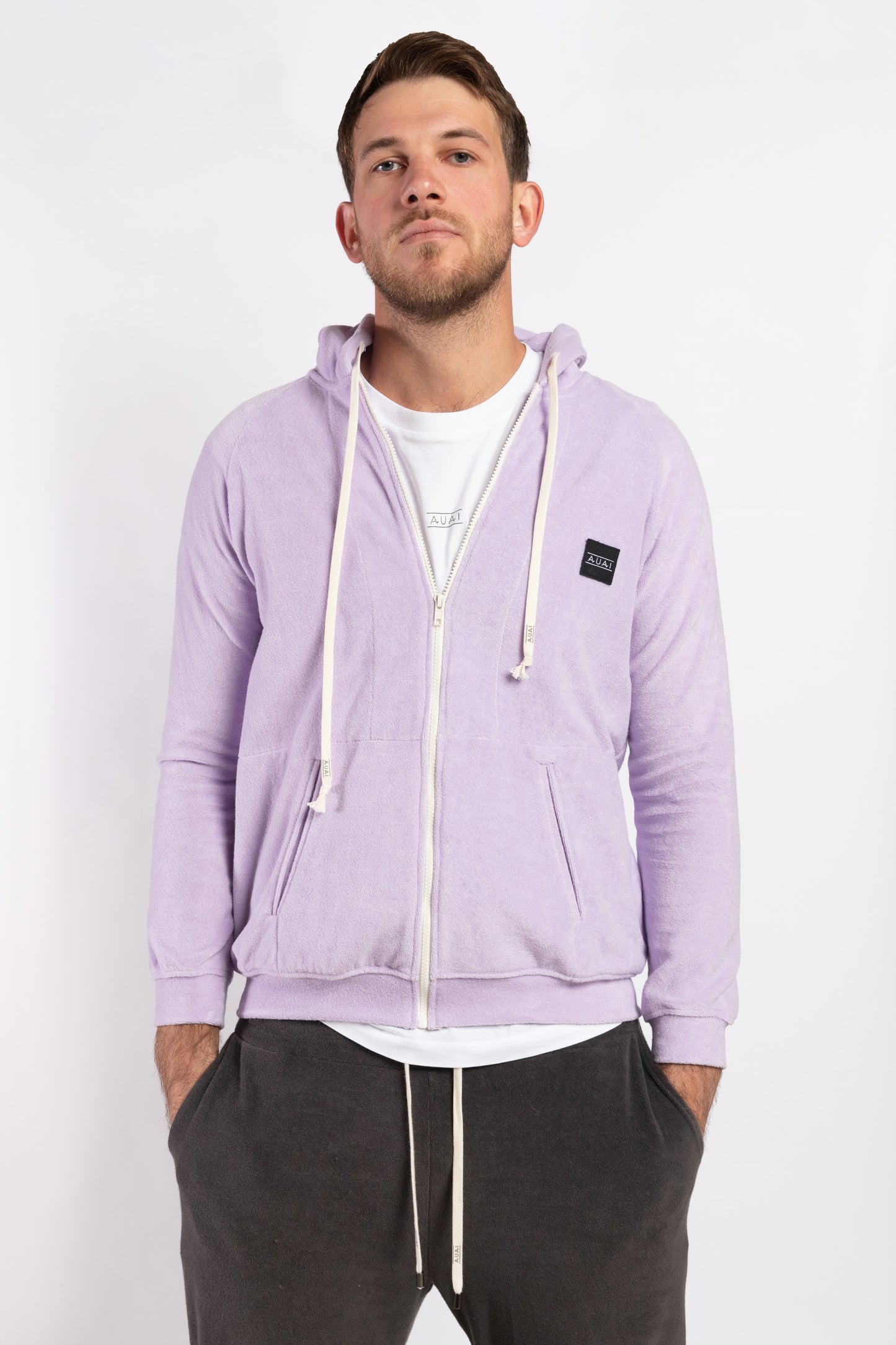 Felpa in Spugna con Cappuccio e Zip