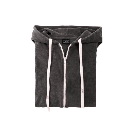 Felpa in Spugna con Cappuccio e Zip