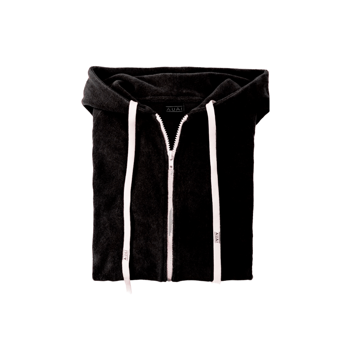 Felpa in Spugna con Cappuccio e Zip Nero
